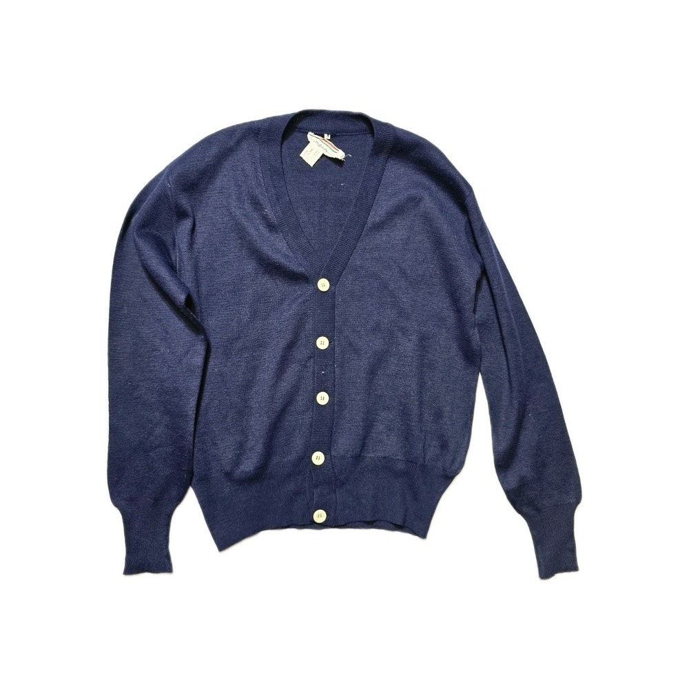 Vintage Men's Cardigan Navy Blue Large Knit Wool Blend Higbee's Company